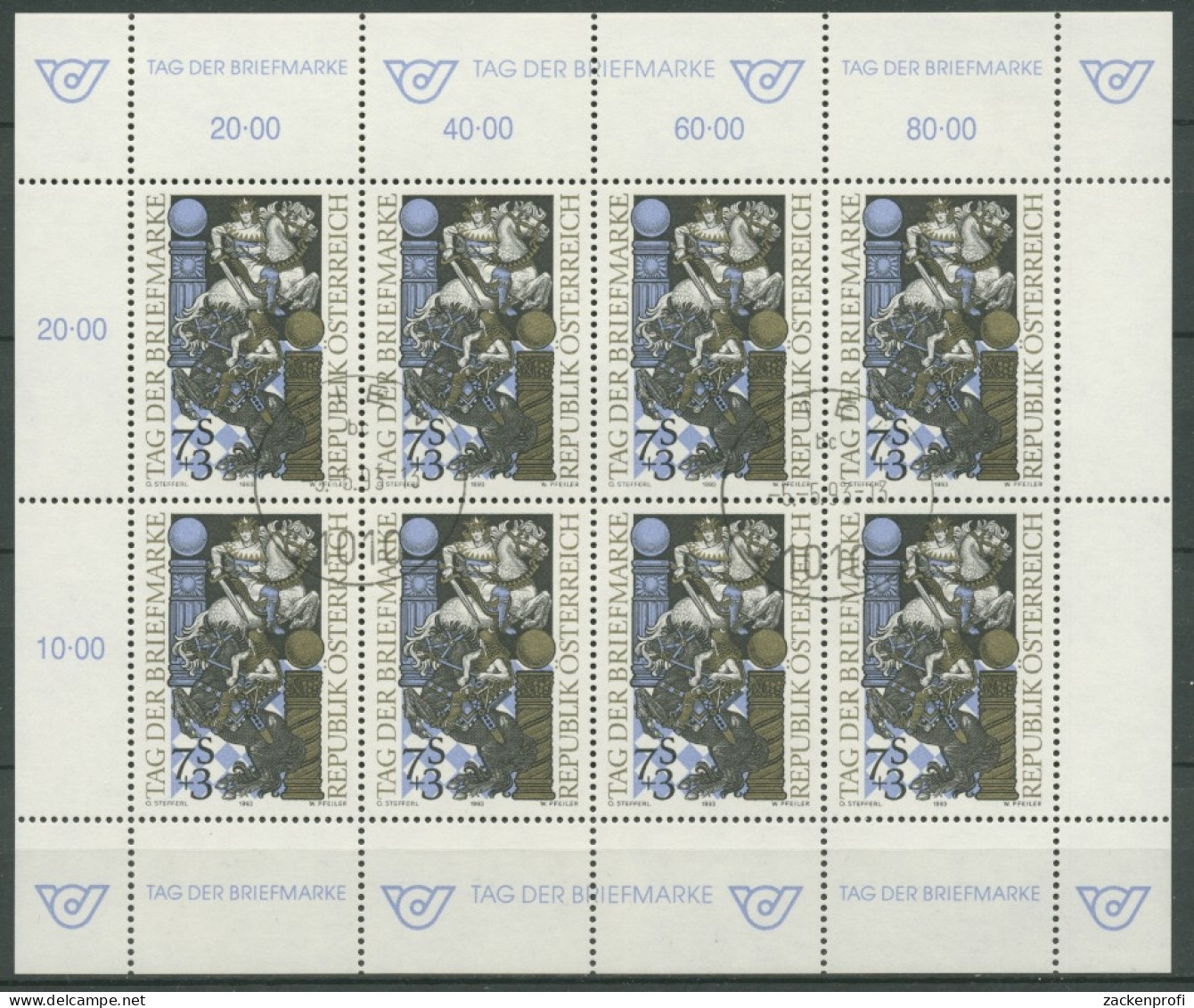 Österreich 1993 Tag Der Briefmarke Kleinbogen 2097 K Gestempelt (C14933) - Blocs & Hojas