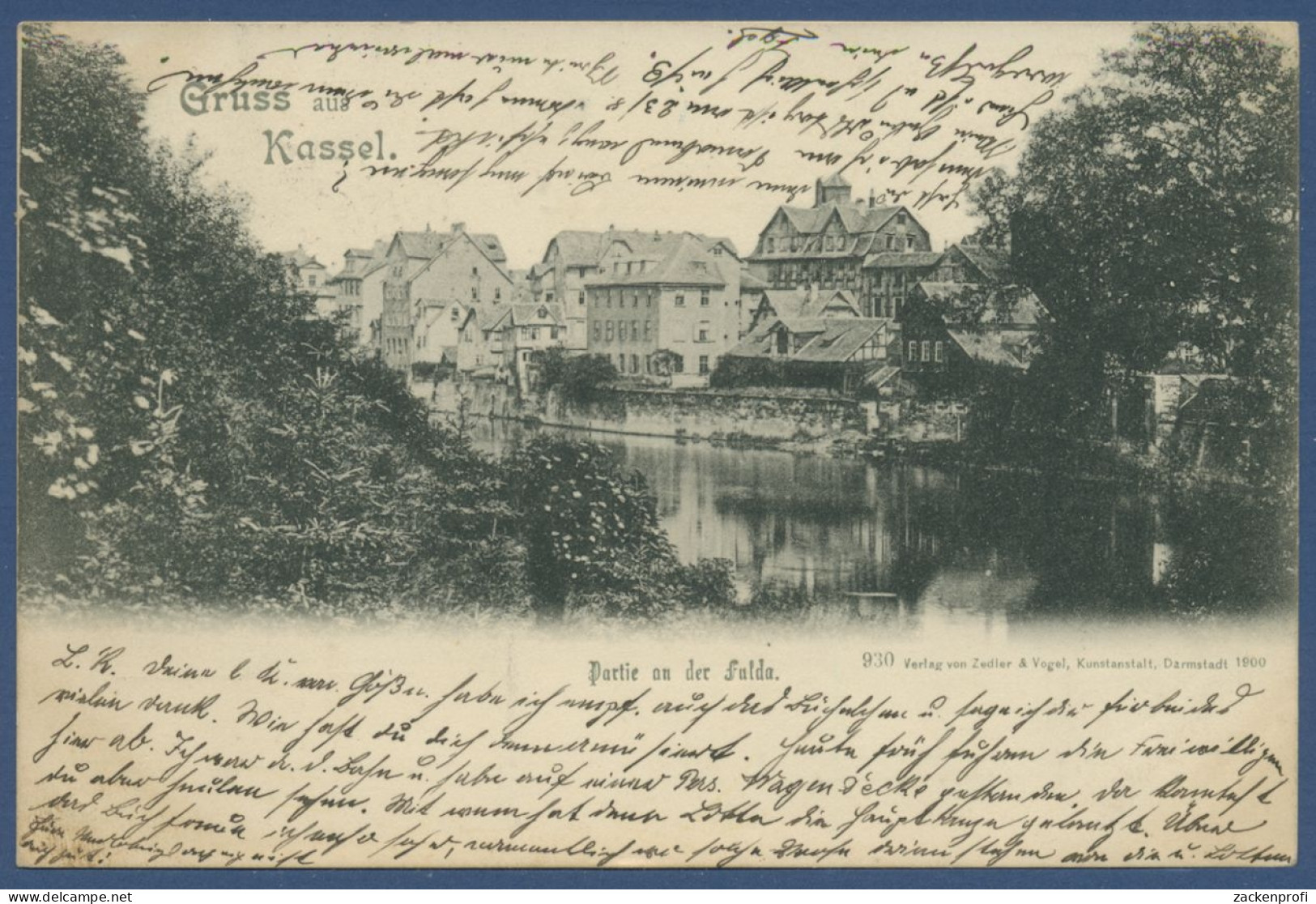 Gruss Aus Kassel Partie An Der Fulda, Gelaufen 1900 (AK1079) - Kassel