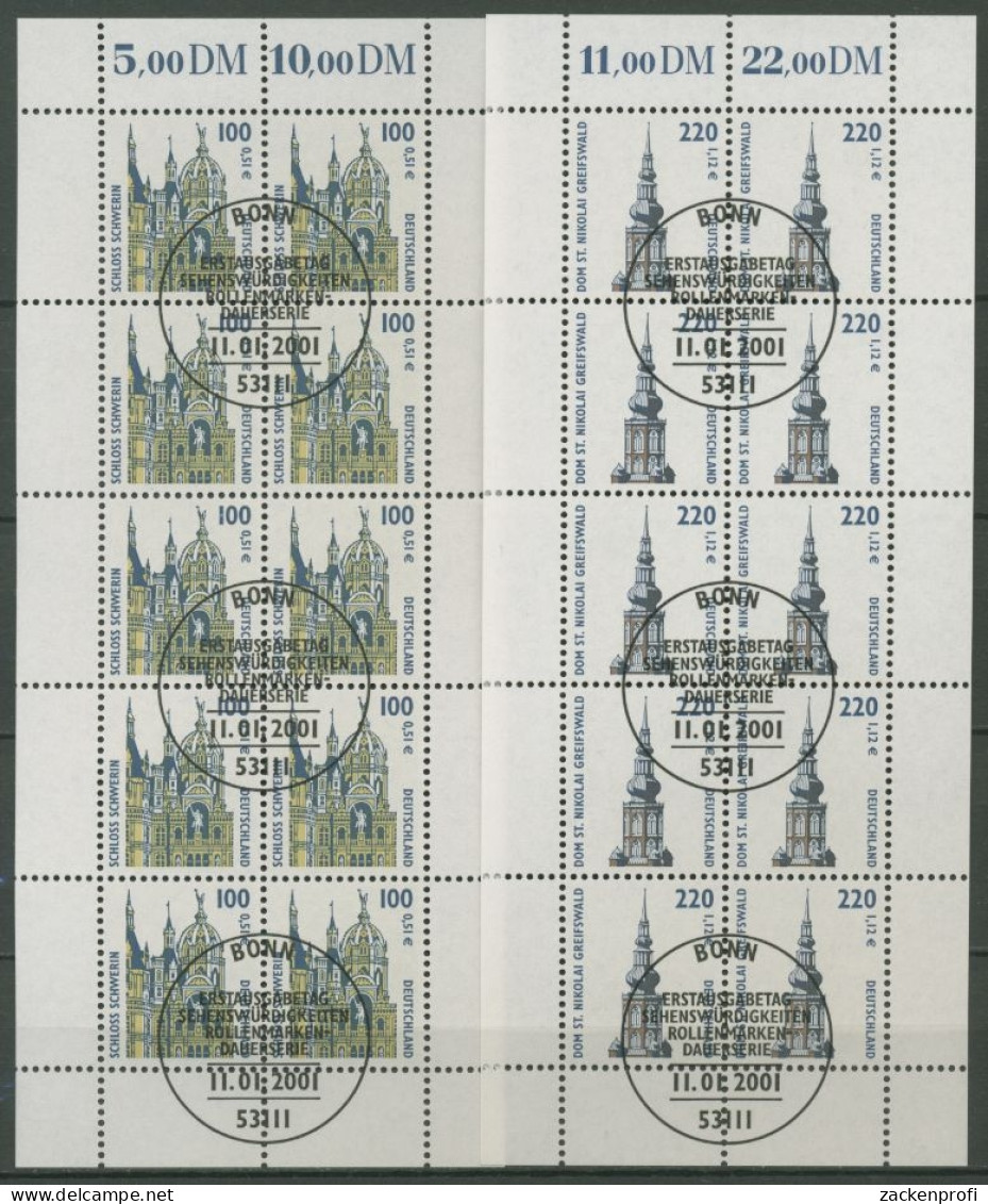 Bund 2001 Sehenswürdigkeiten SWK Kleinbogen 2156/57 K Gestempelt (C15523) - Autres & Non Classés