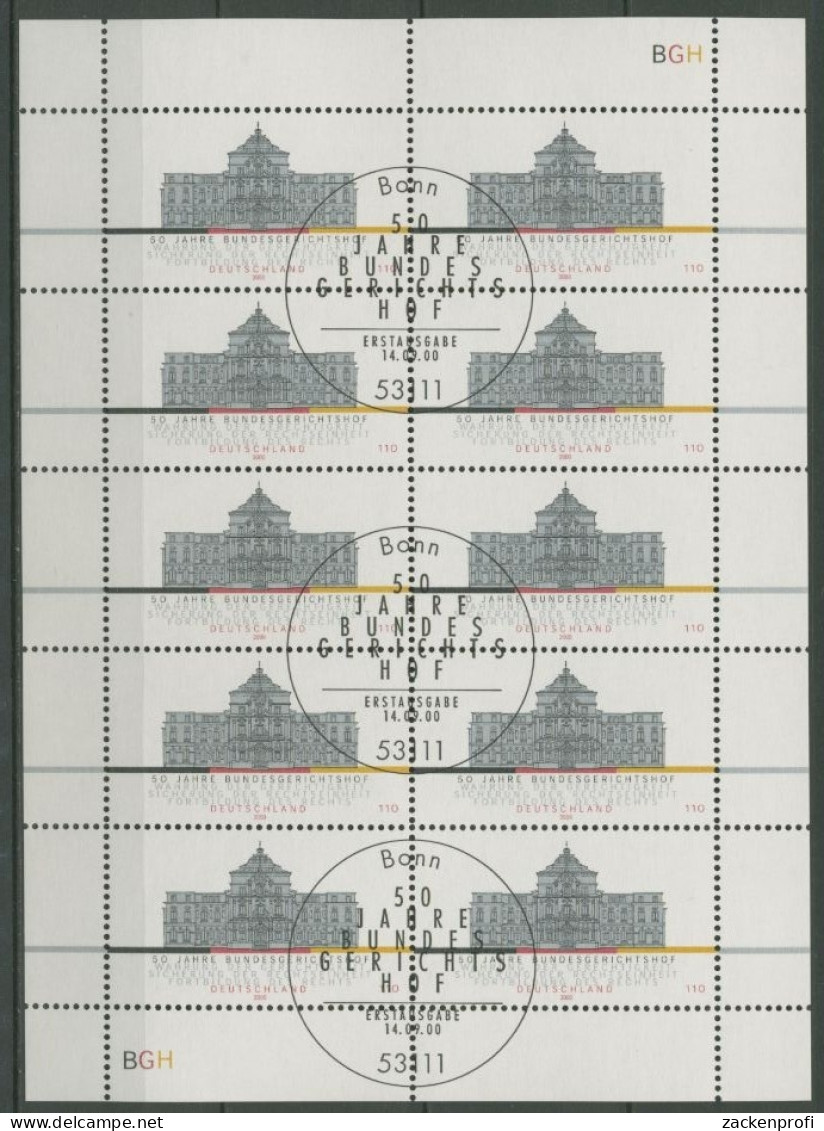 Bund 2000 50 Jahre Bundesgerichtshof Kleinbogen 2137 K Gestempelt (C15504) - Autres & Non Classés