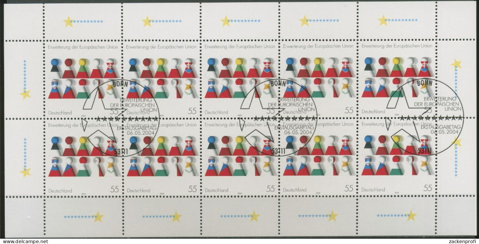 Bund 2004 Erweiterung Der EU Kleinbogen 2400 K Stempel BONN (C15677) - Andere & Zonder Classificatie