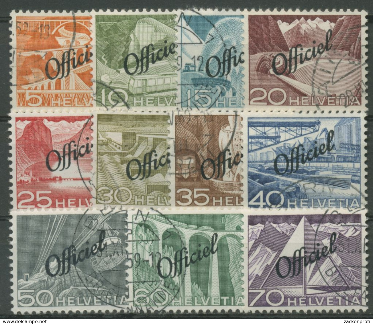 Schweiz Dienstmarken 1950 Mit Aufdruck Officiel D 64/74 Gestempelt - Officials
