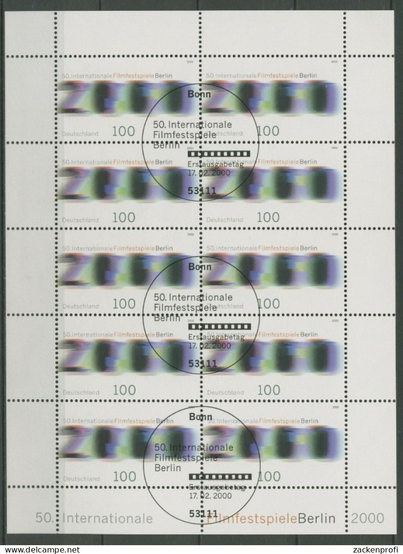 Bund 2000 50. Int. Filmfestspiele Berlin Kleinbogen 2102 K Gestempelt (C15458) - Sonstige & Ohne Zuordnung