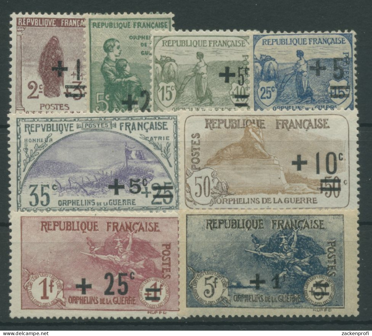 Frankreich 1922 Kriegswaisen Marken Mit Aufdruck 144/51 Mit Falz - Ongebruikt