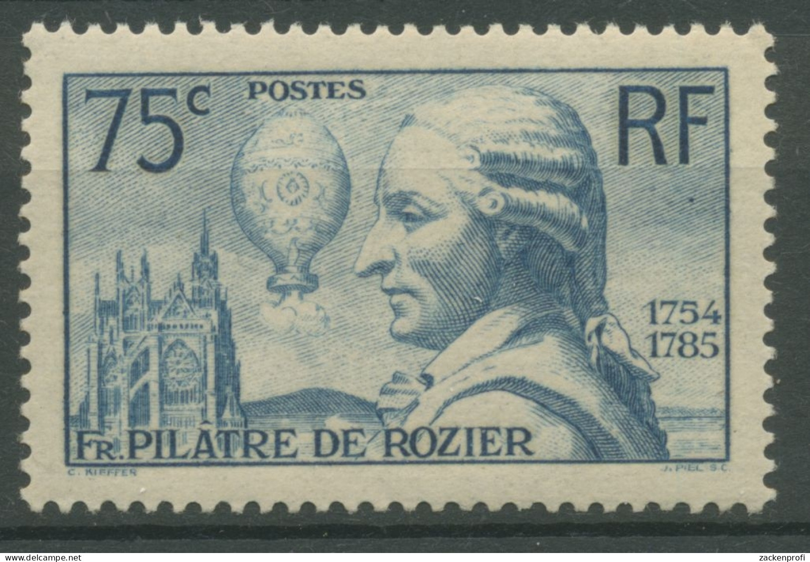 Frankreich 1936 Physiker Und Ballonfahrer De Rozier 318 Mit Falz - Unused Stamps