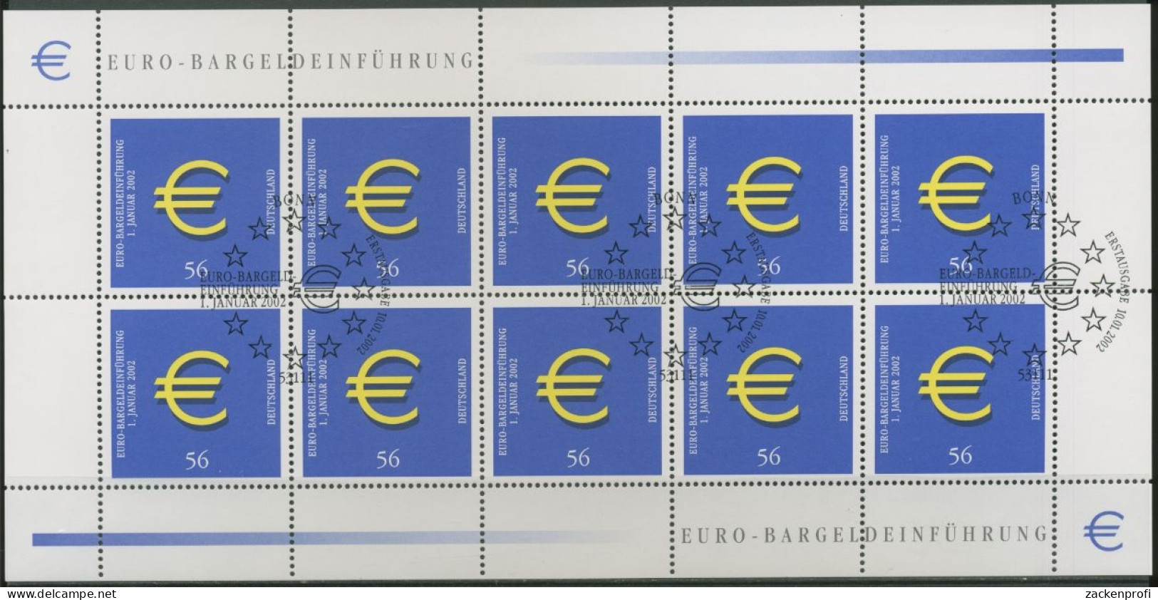 Bund 2002 Einführung Des Euro Kleinbogen 2234 K Gestempelt (C15574) - Andere & Zonder Classificatie