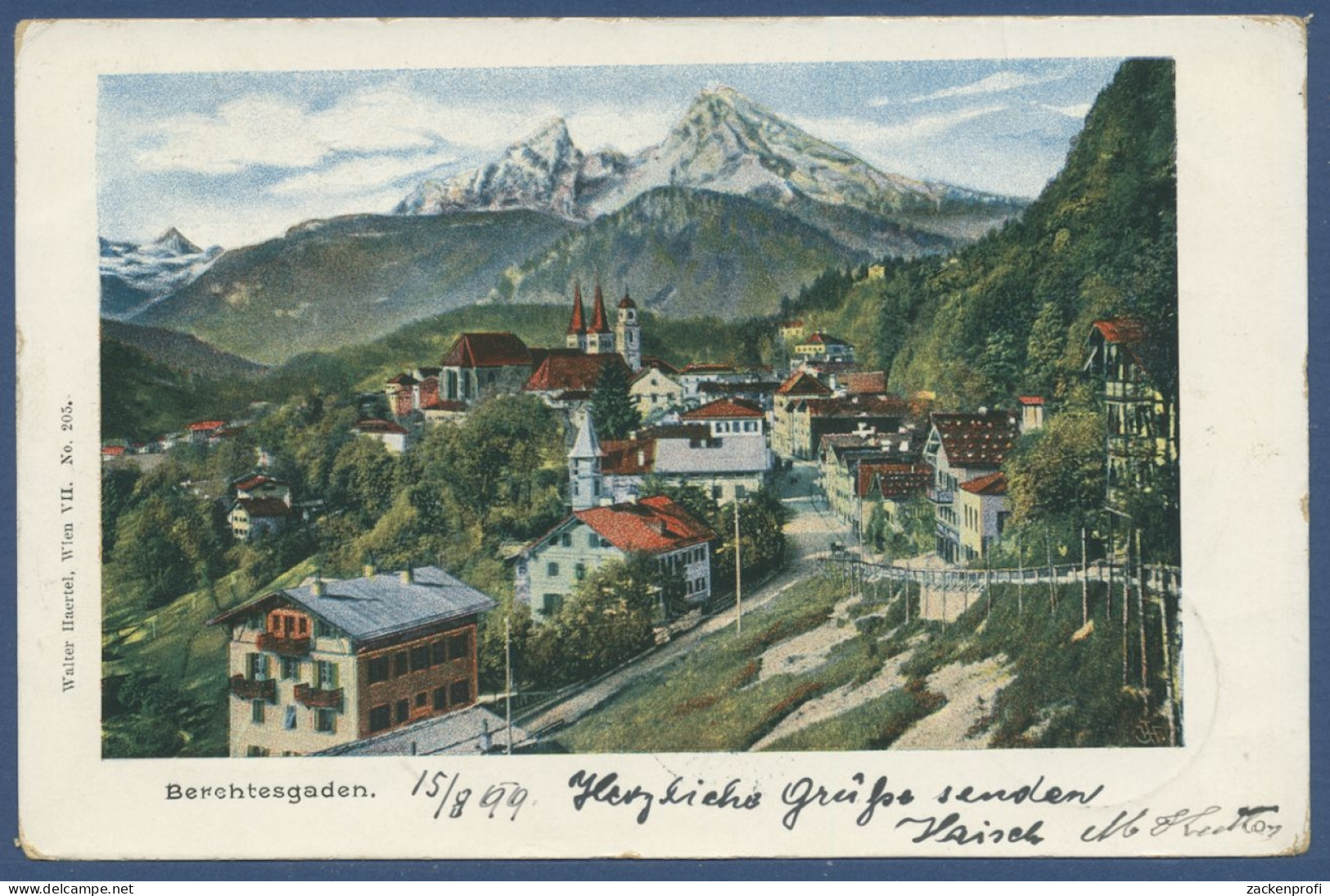 Berchtesgaden Panorama Gegen Den Watzmann, Gelaufen 1899 (AK1140) - Berchtesgaden