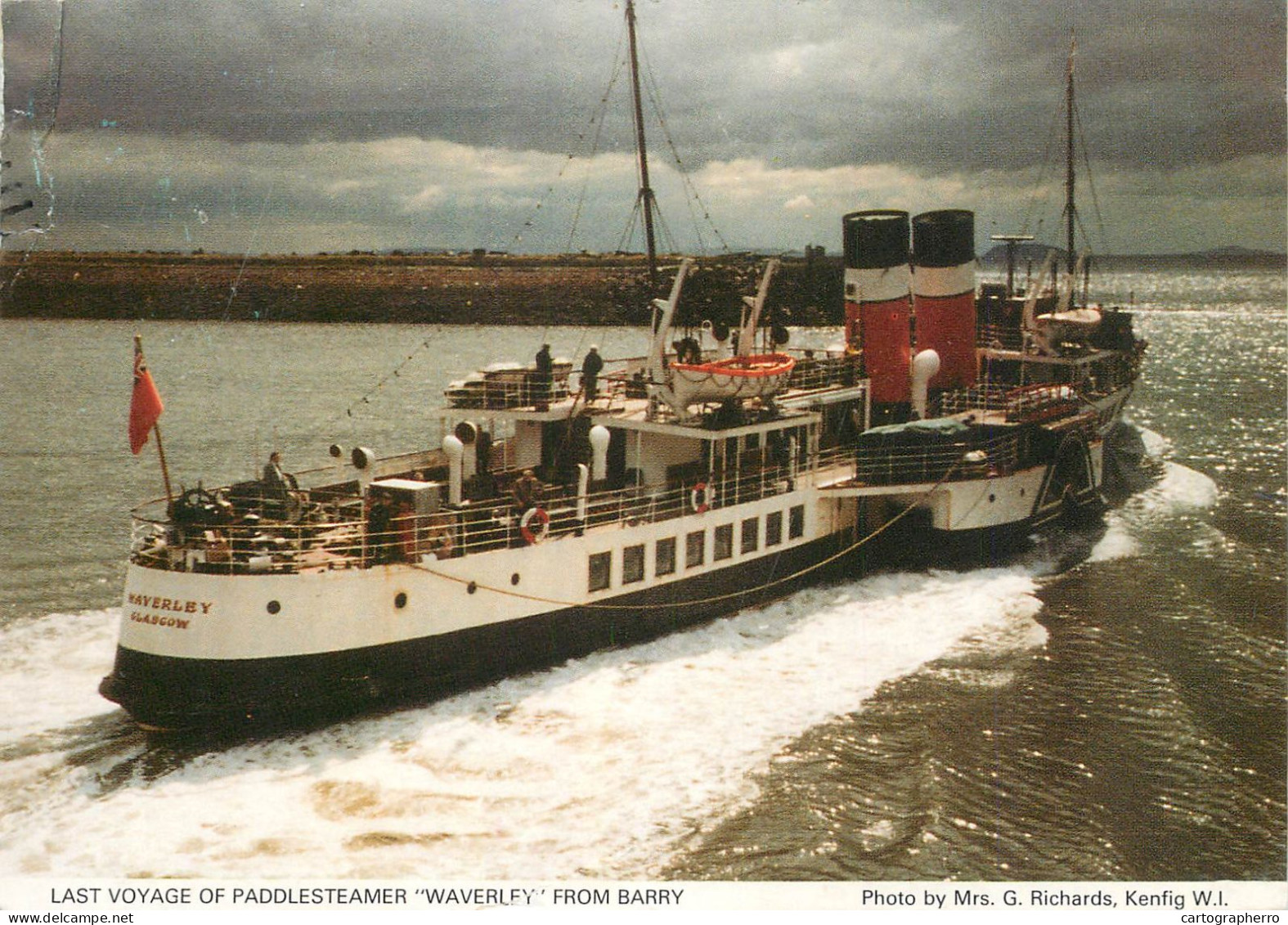 Navigation Sailing Vessels & Boats Themed Postcard Last Voyage Of Paddlesteamer Waverley From Barry - Segelboote