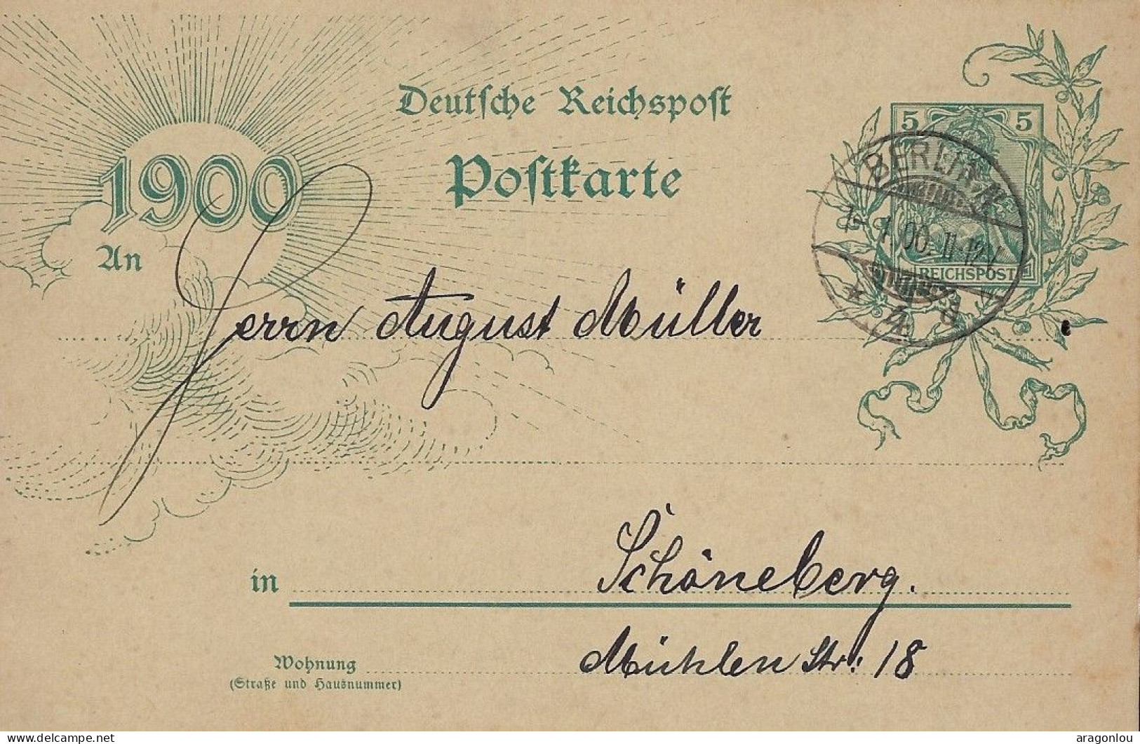 Europa - Deutschland  -  POST - Karte  1900  -  An Herrn August Müller , Schöneberg - Autres & Non Classés