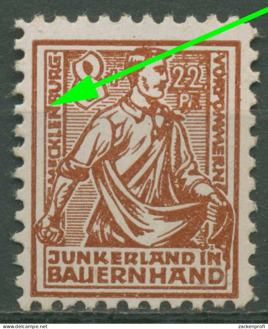 SBZ Mecklenburg-Vorpommern 1945 Bodenreform M. Plattenfehler 24 B XII Postfrisch - Sonstige & Ohne Zuordnung