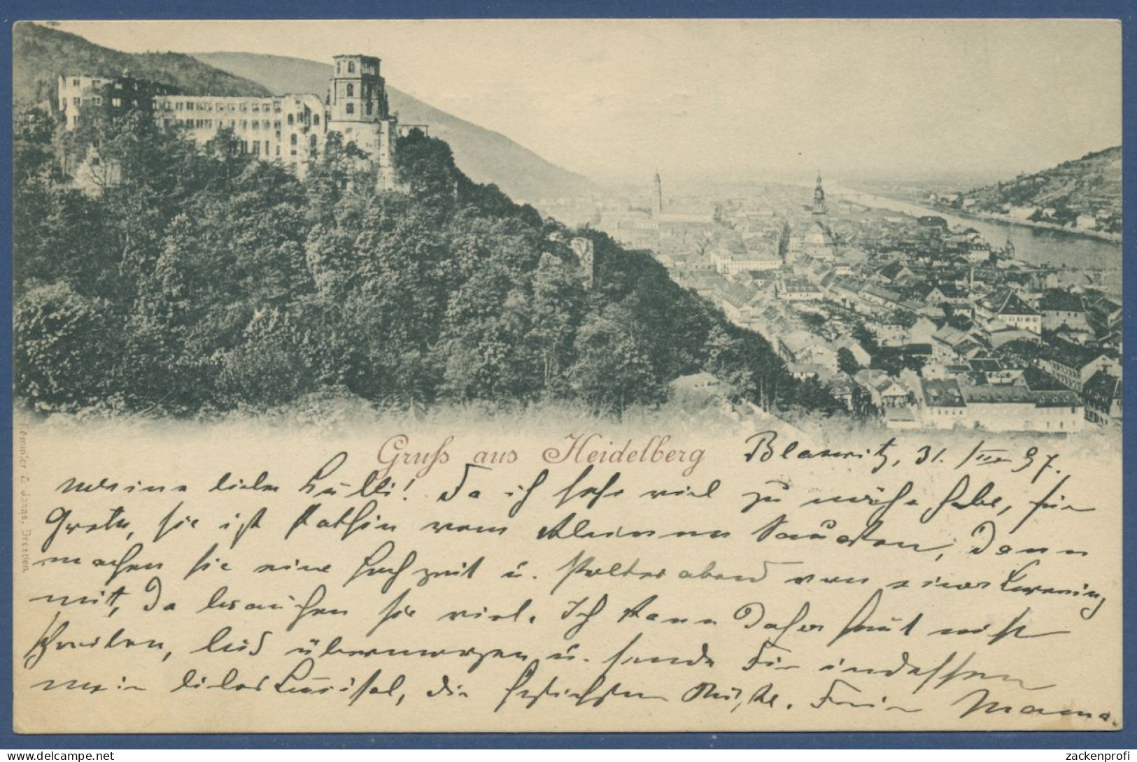 Gruß Aus Heidelberg Stadt Und Schloß, Gelaufen 1897 (AK1132) - Heidelberg
