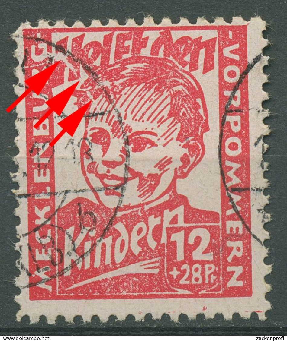 SBZ Mecklenburg-Vorpommern 1945 Kinderhilfe Mit Plattenfehler 28 A V Gestempelt - Other & Unclassified