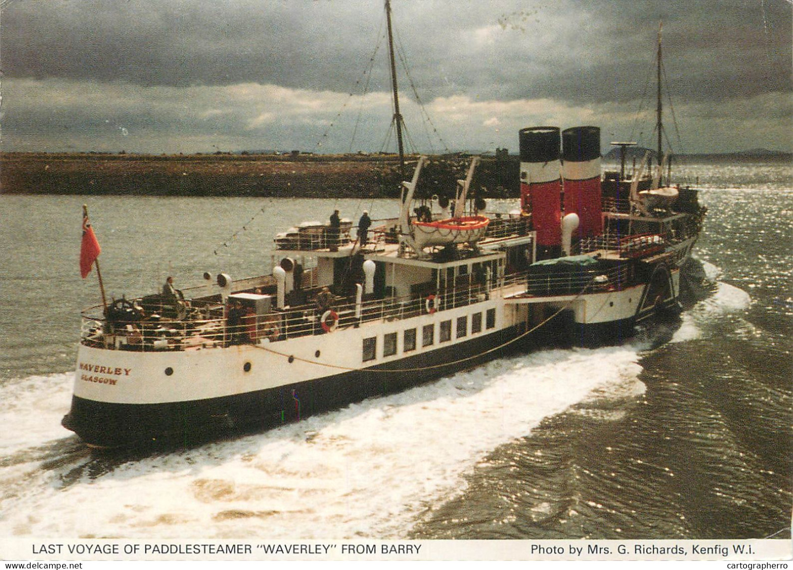 Navigation Sailing Vessels & Boats Themed Postcard Last Voyage Of Paddlesteamer Waverley From Barry - Voiliers