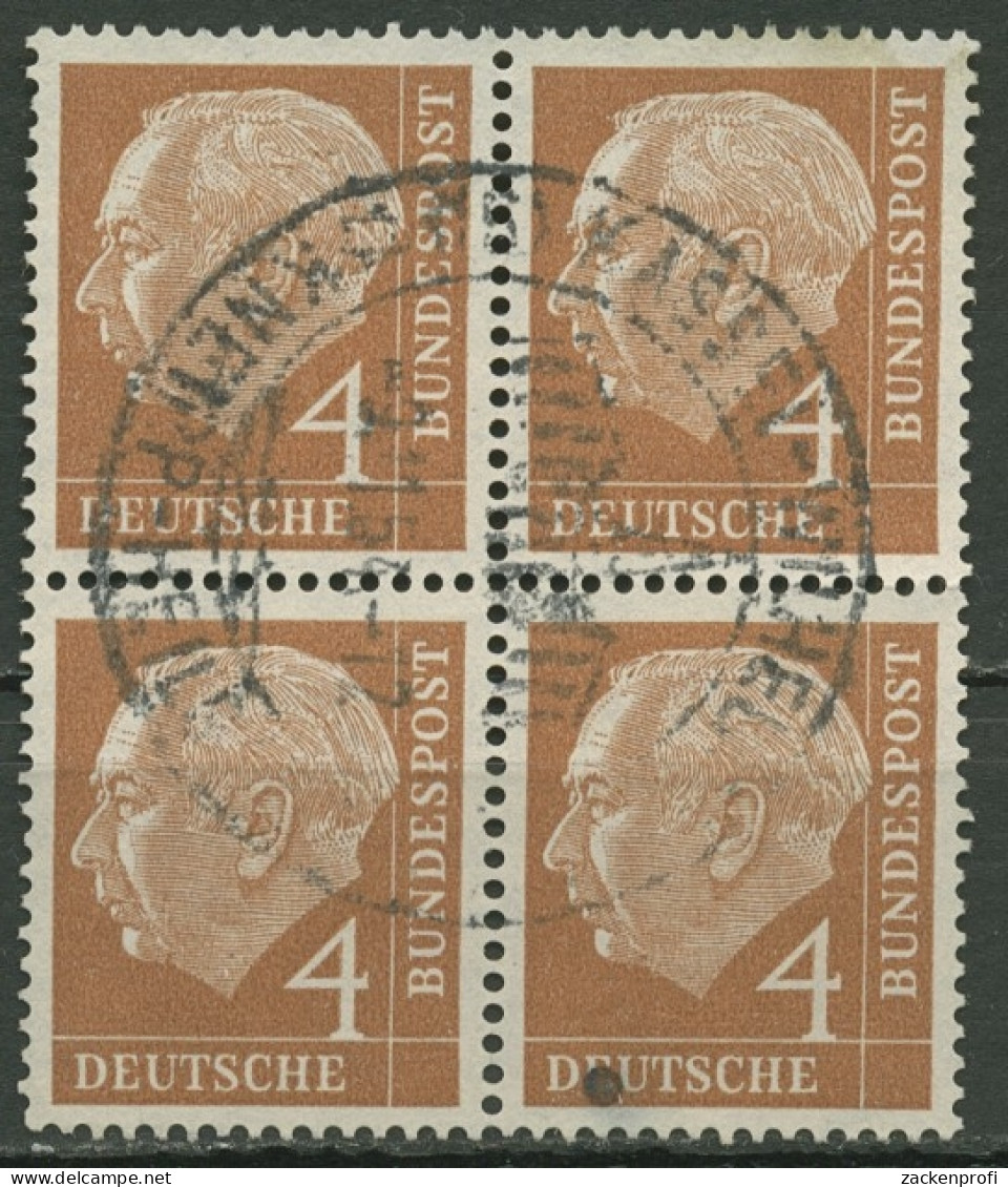 Bund 1954 Th. Heuss I Bogenmarken 178 4er-Block Gestempelt - Gebraucht