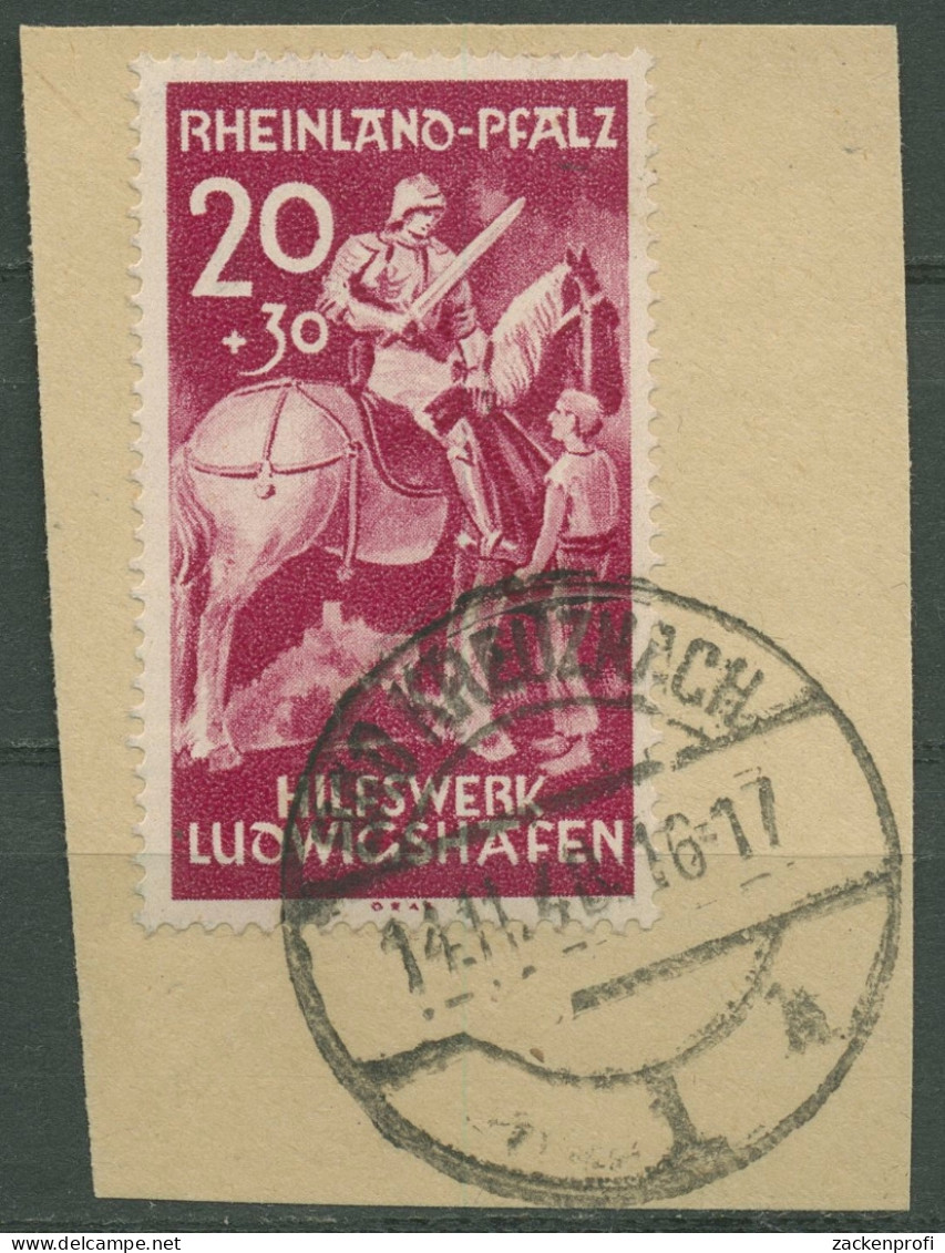 Französische Zone: Rheinland-Pfalz 1948 Hilfswerk 30 II Briefstück Geprüft - Rheinland-Pfalz