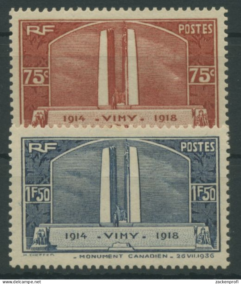 Frankreich 1936 Denkmal Der Gefallenen Kanadier Bei Vimy 322/23 Mit Falz - Nuovi