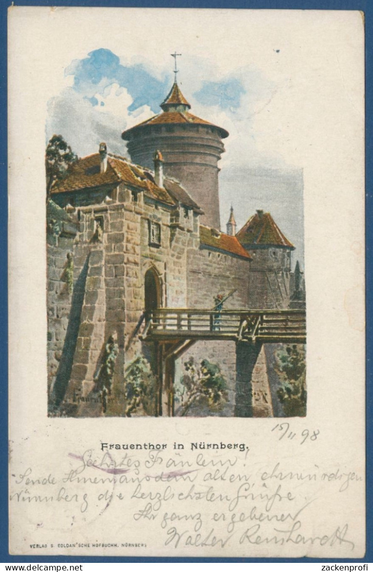 Frauentor In Nürnberg Burg, Gelaufen 1898 Mit Bahnpost (AK1133) - Nuernberg