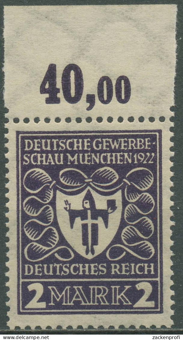 Deutsches Reich 1922 Gewerbeschau Plattendruck 200 B P OR Postfrisch Geprüft - Ungebraucht