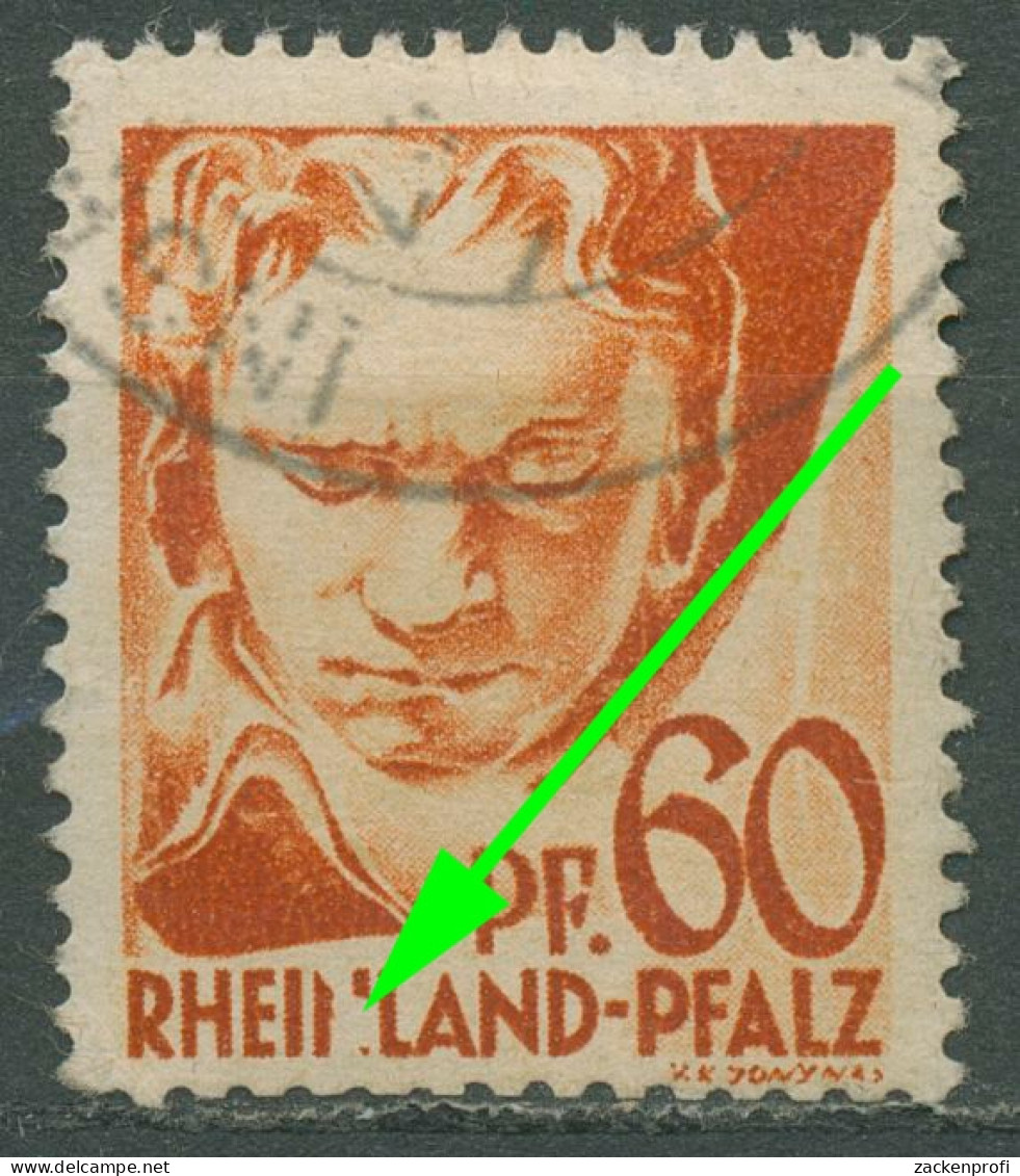 Französische Zone Rheinland-Pfalz 1947 Plattenfehler 12 Yv PF I Gestemp. Mängel - Rijnland-Palts