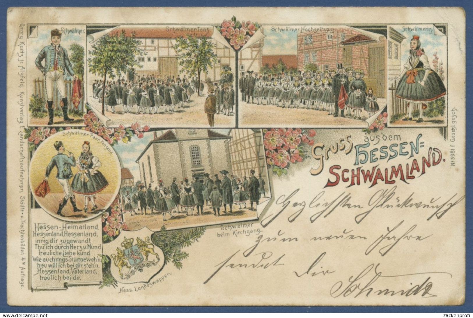 Gruss Aus Dem Hessen-Schwalmland Trachten Hochzeitszug, Gelaufen 1895 (AK1158) - Schwalmstadt