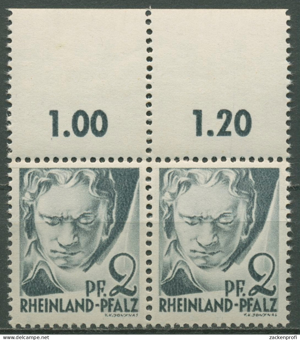 Französische Zone: Rheinland-Pfalz 1947 Typenpaar 1 Yv II+I Oberrand Postfrisch - Renania-Palatinato