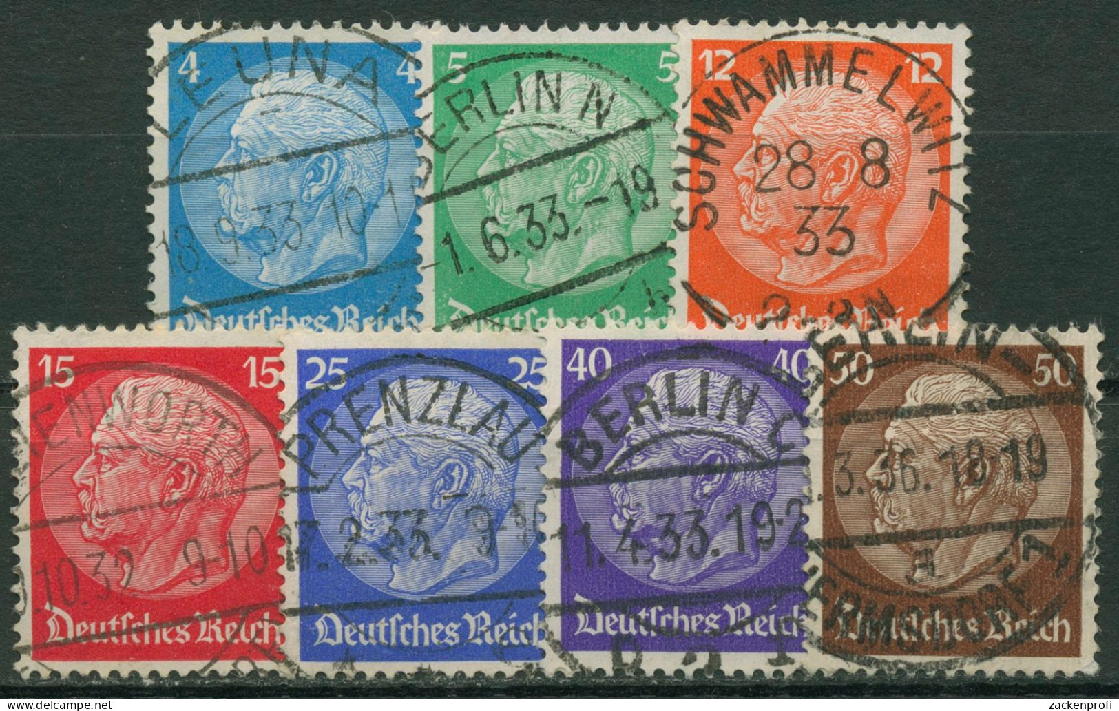 Deutsches Reich 1932 Hindenburg Medaillon 467/73 TOP-Stempel - Usados