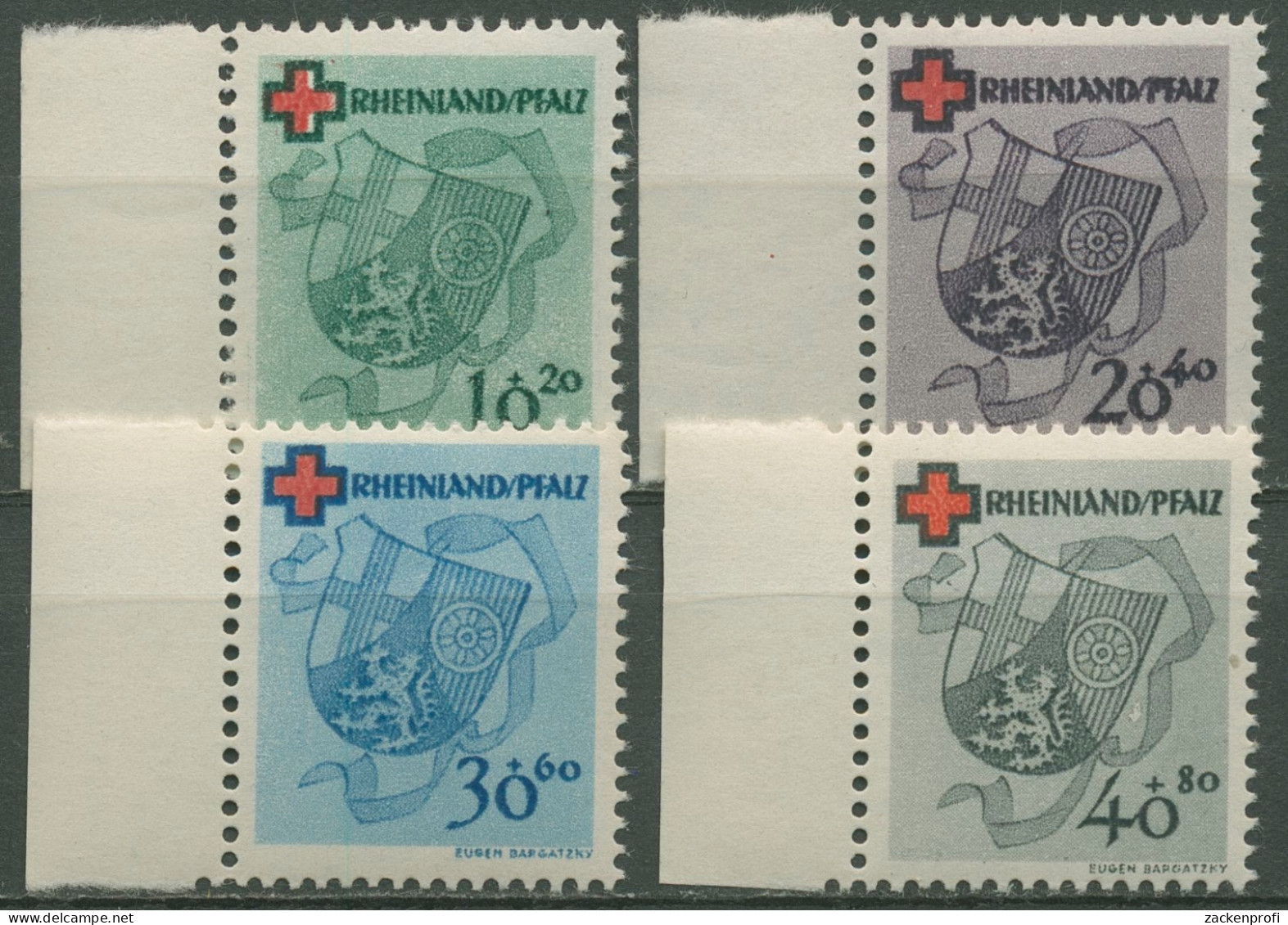 Französische Zone Rheinland-Pfalz 1949 Rotes Kreuz 42/45 A Rand Postfrisch - Rhine-Palatinate