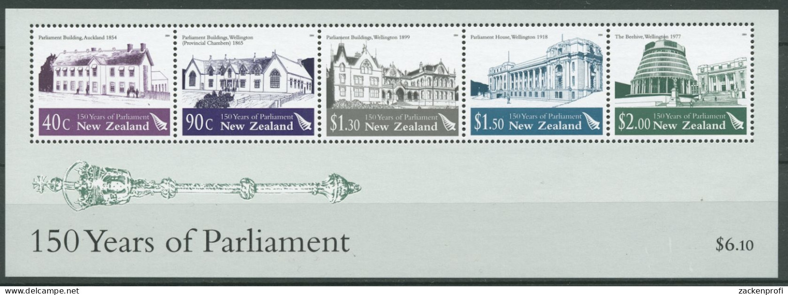 Neuseeland 2004 150 Jahre Parlament Gebäude Block 168 Postfrisch (C25708) - Blocks & Sheetlets