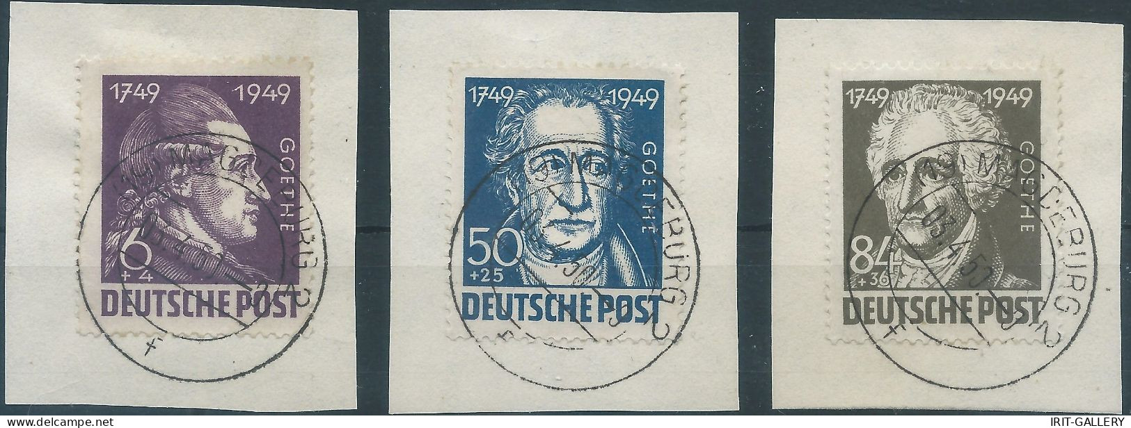 Germany-Deutschland,Russian Zone,1949 Goethe,(6+4 Pfg.)&(50+25 Pfg.)&(84+36 Pfg.)Canceled On Scraps Of Paper - Usati