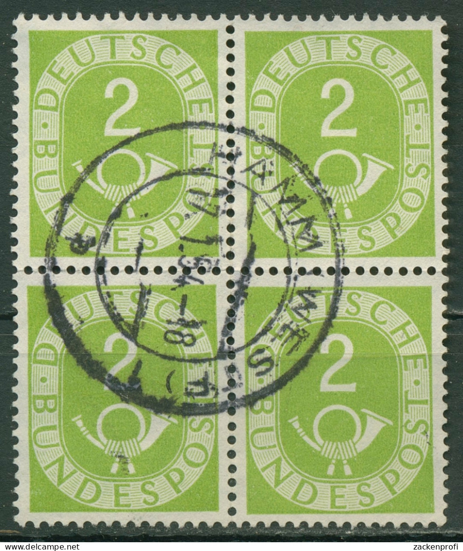 Bund 1951 Posthorn Bogenmarken 123 4er-Block Gestempelt - Usados