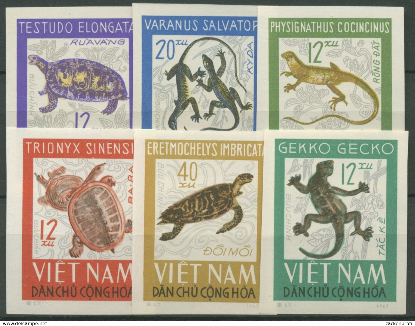 Vietnam 1966 Reptilien: Waran, Wasser-Agame 432/37 B Ungebraucht O.G. - Viêt-Nam