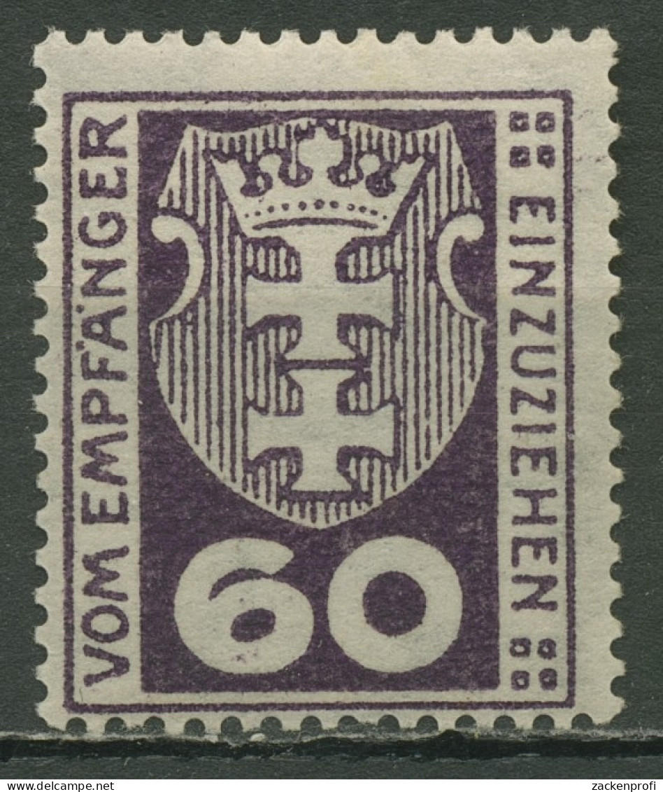 Danzig Portomarke 1921 Kleines Wappen P 4 B Postfrisch Geprüft - Strafport