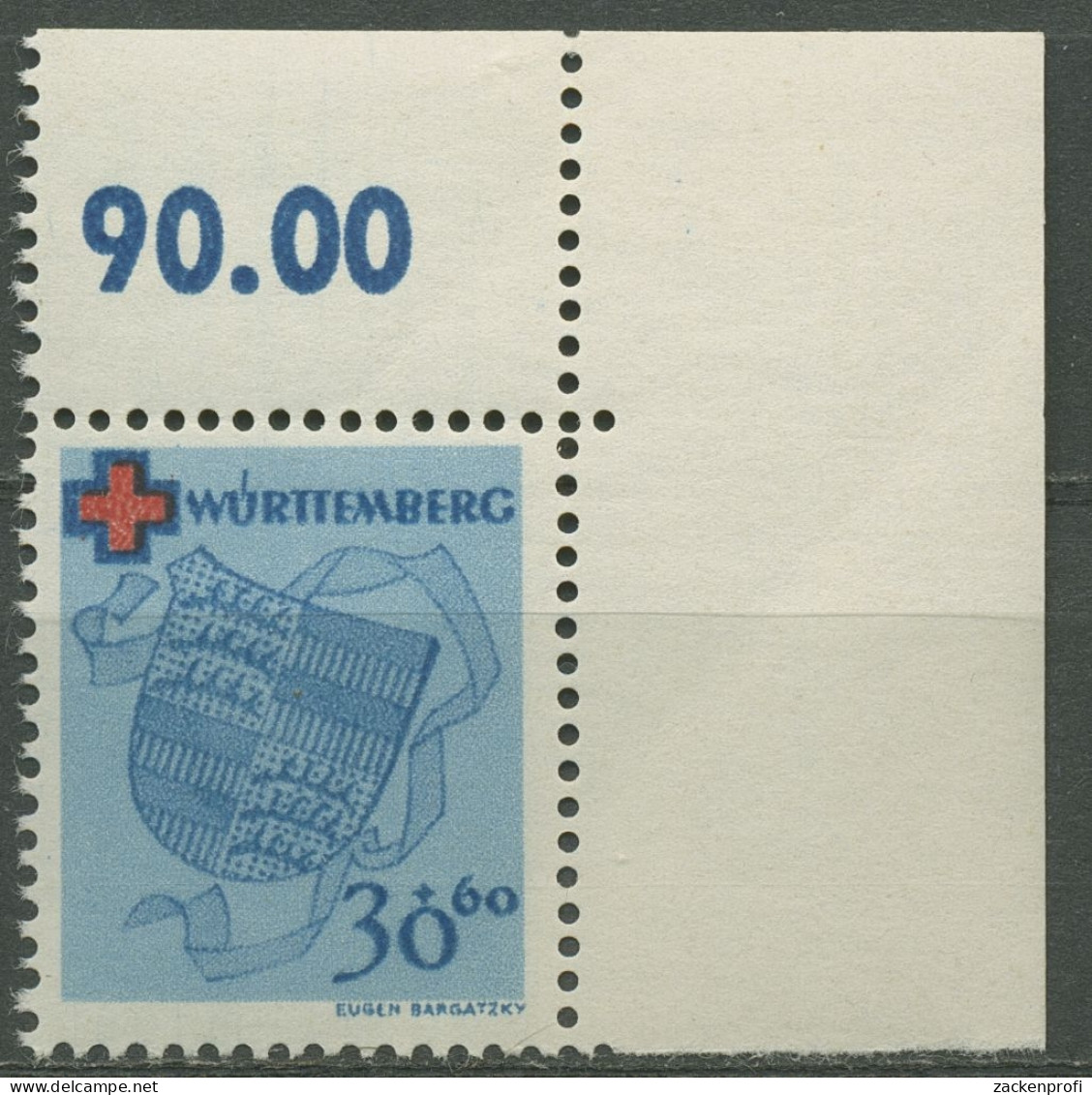 Französische Zone: Württemberg 1949 Rotes Kreuz 42 A Ecke Postfrisch - Württemberg