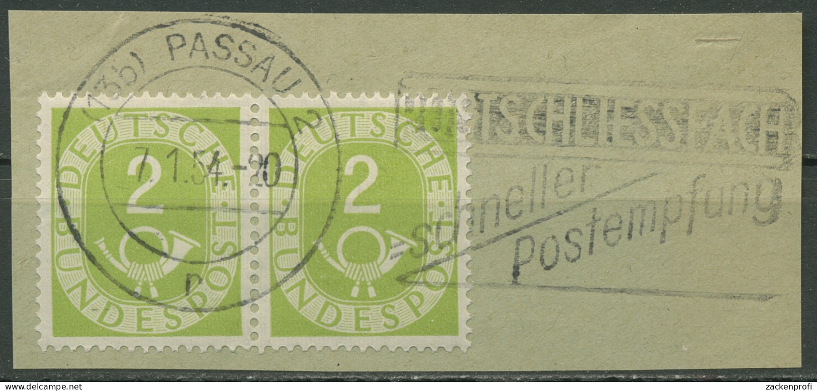 Bund 1951 Posthorn Bogenmarken 123 Waagerechtes Paar Gestempelt, Briefstück - Used Stamps