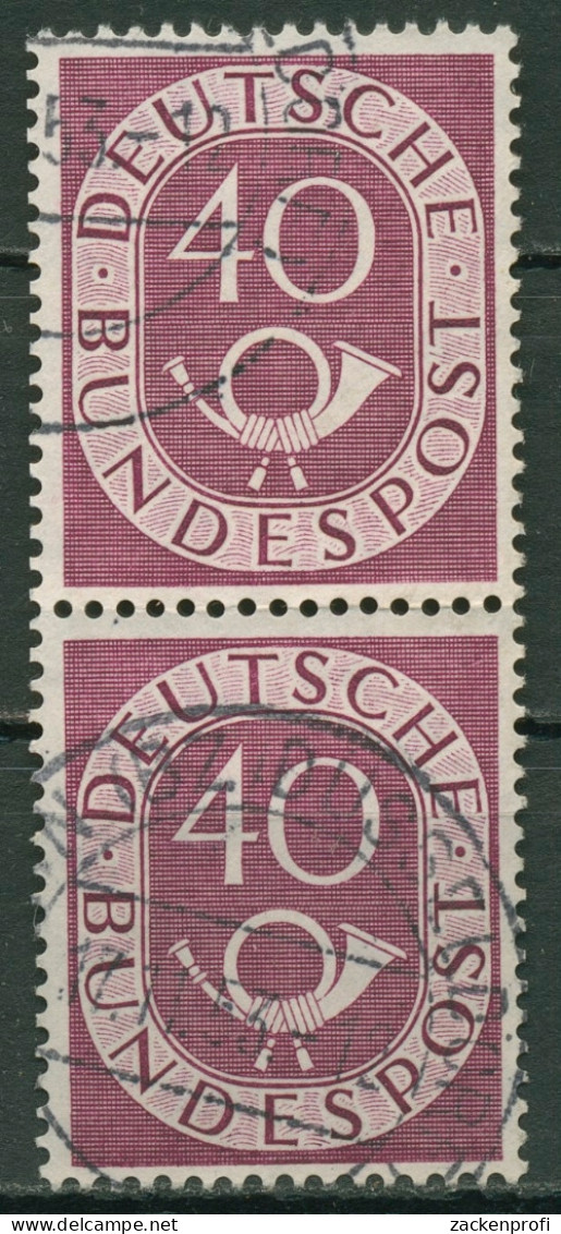 Bund 1951 Posthorn Bogenmarken 133 Senkrechtes Paar Gestempelt - Gebruikt