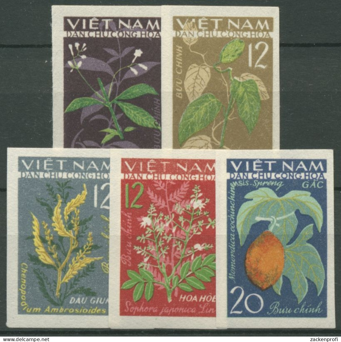 Vietnam 1963 Heilpflanzen: Balsamgurke, Schnurbaum 287/91 B Ungebraucht O.G. - Vietnam