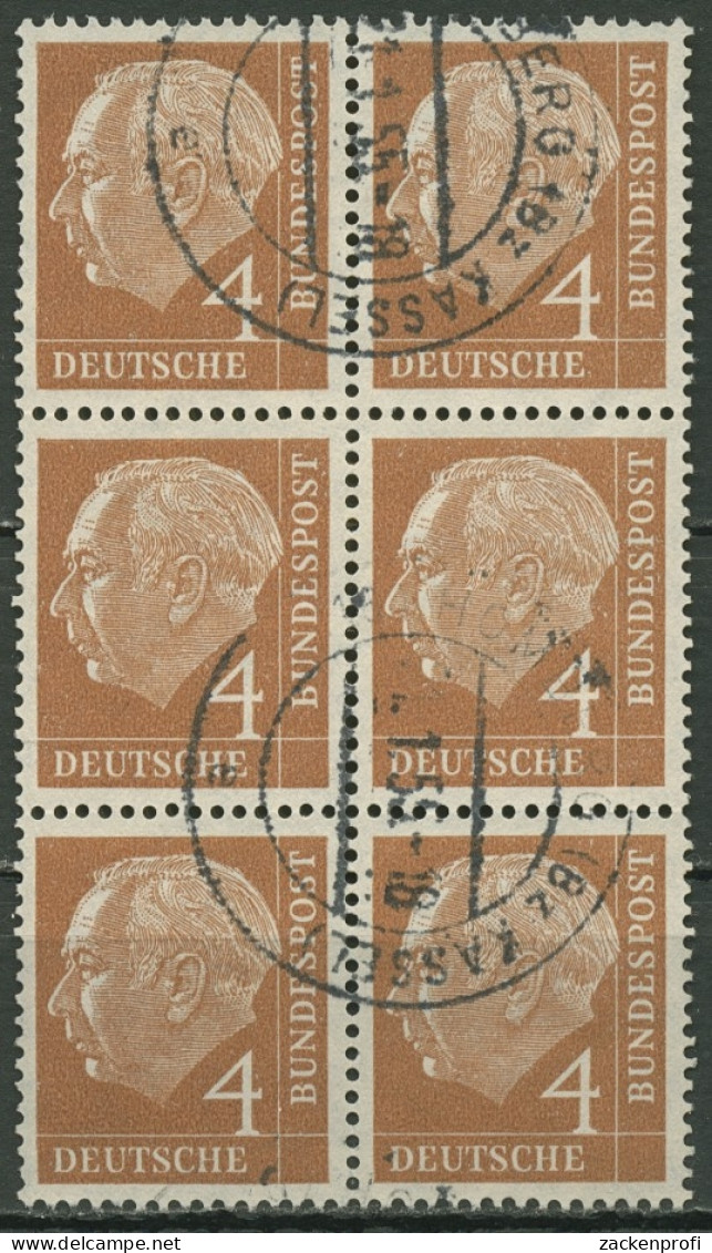 Bund 1954 Th. Heuss I Bogenmarken 178 6er-Block Gestempelt - Usati