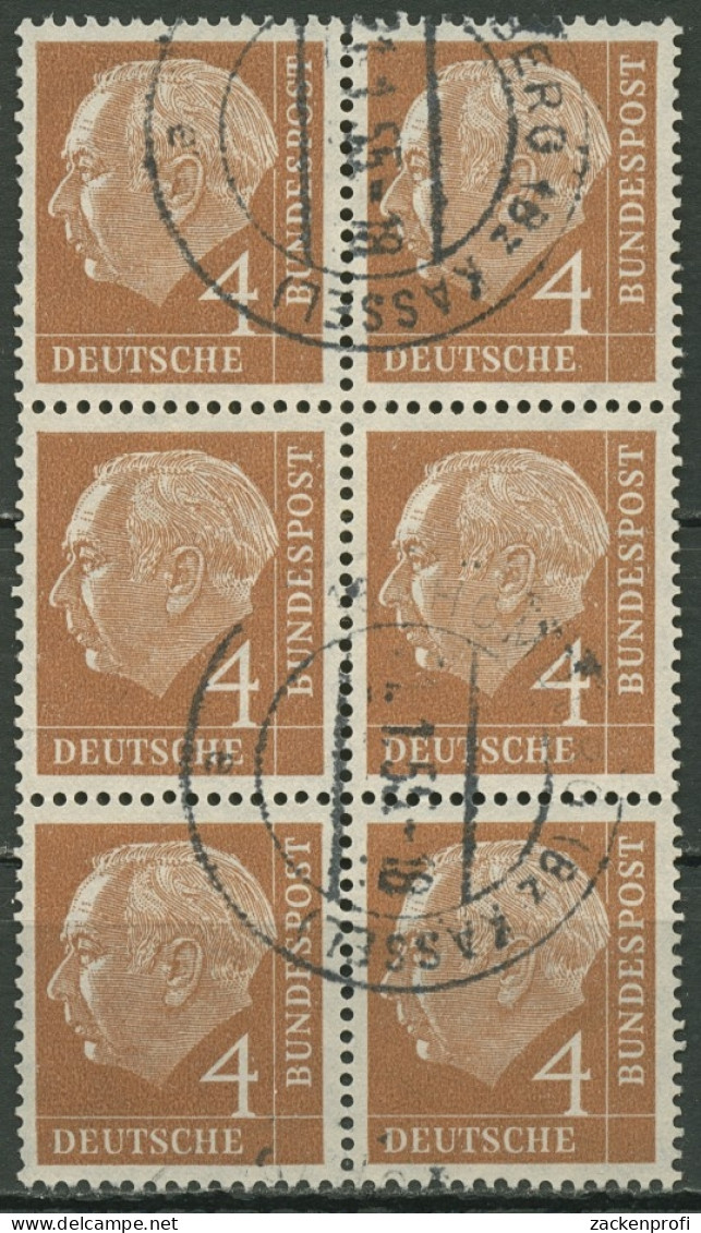 Bund 1954 Th. Heuss I Bogenmarken 178 6er-Block Gestempelt - Gebruikt
