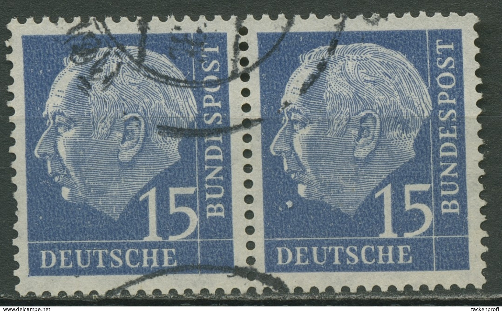 Bund 1954 Th. Heuss I Bogenmarken 184 Waagerechtes Paar Gestempelt, Kl. Fehler - Usati