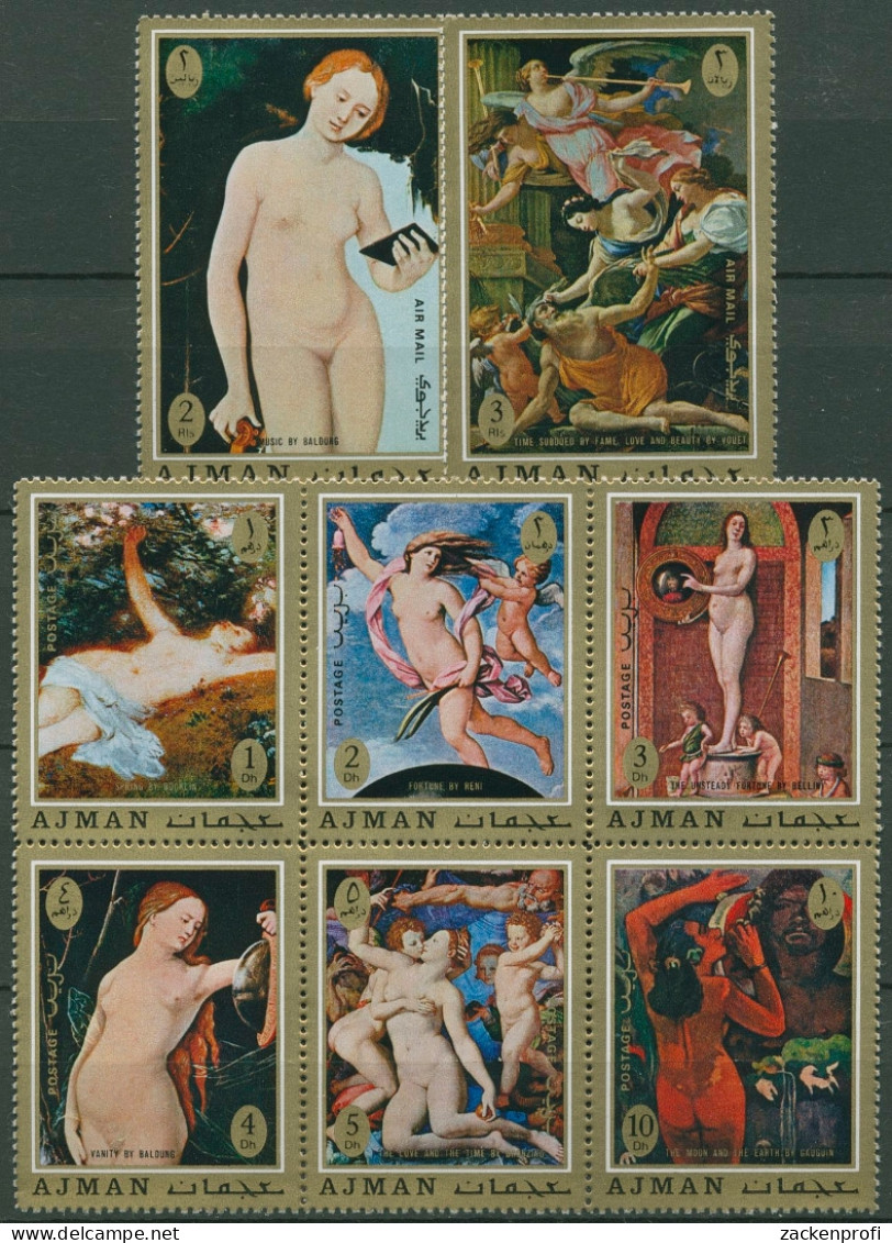 Ajman 1971 Gemälde: Reni, Bellini, Vouet 826/33 A ZD Postfrisch (C30197) - Adschman
