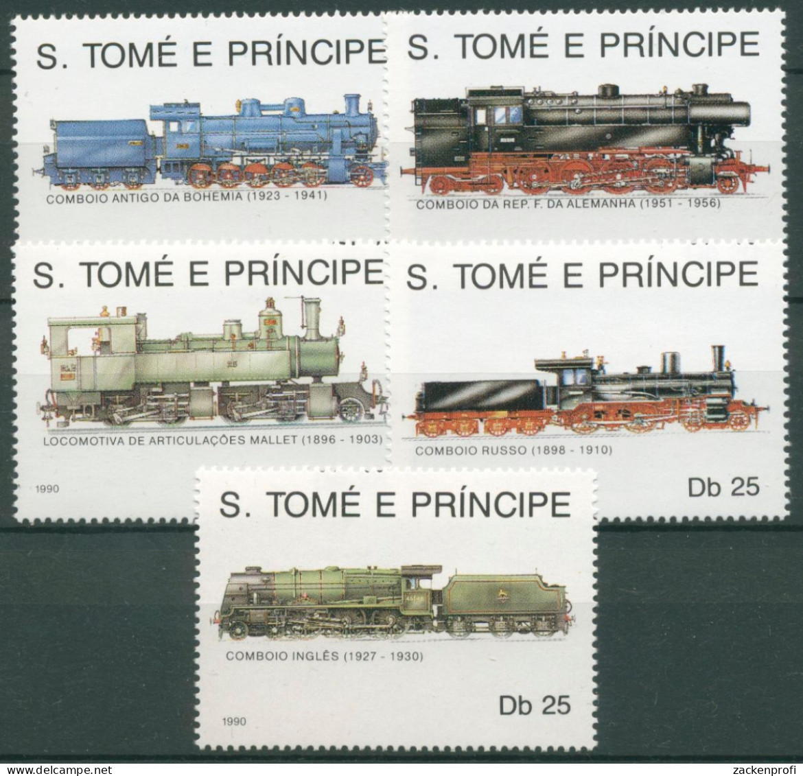 Sao Tomé Und Príncipe 1990 Eisenbahn Dampflokomotive 1170/74 Postfrisch - Sao Tome Et Principe