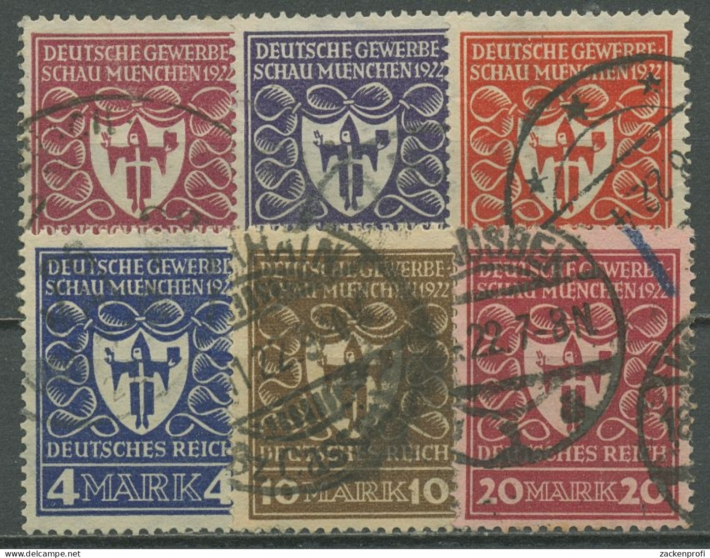 Deutsches Reich 1922 Deutsche Gewerbeschau München 199/204 Gestempelt - Usados