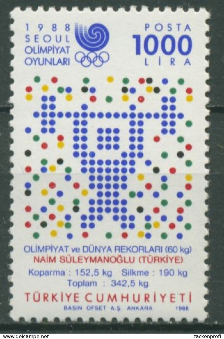 Türkei 1988 Medaille Olympiade Seoul: Gewichtheben 2828 Postfrisch - Unused Stamps