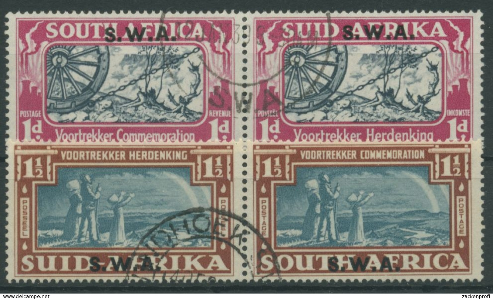 Südwestafrika 1938 Jahrhundertfeier Des Großen Trecks 206/09 Paare Gestempelt - África Del Sudoeste (1923-1990)