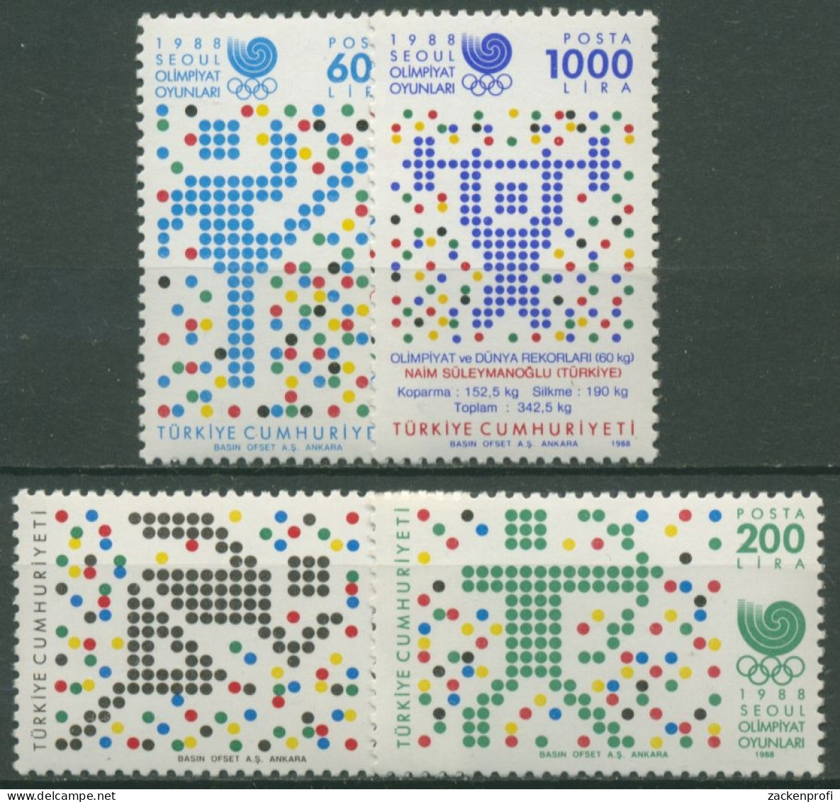 Türkei 1988 Olympiade Seoul: Laufen, Gewichtheben, Turnen 2824/27 Postfrisch - Unused Stamps