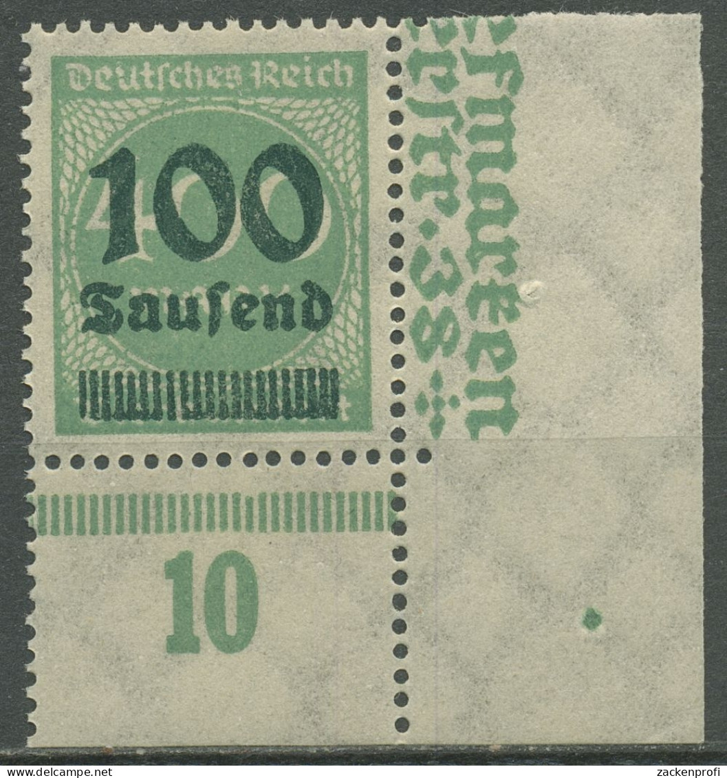 Deutsches Reich 1923 Mit Aufdruck Plattendruck 290 P UR Ecke Unt. Re. Postfrisch - Ongebruikt