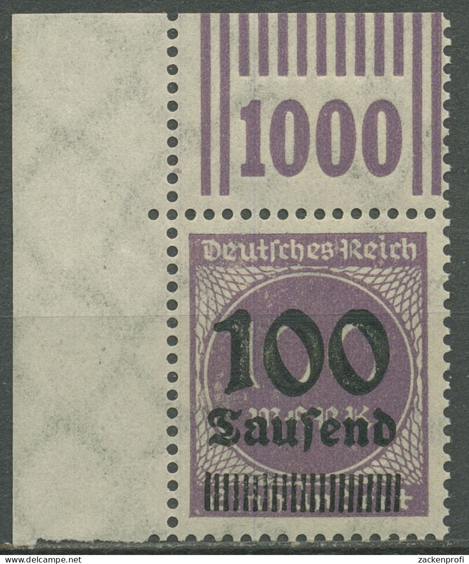 Deutsches Reich 1923 Freim. Walzendruck 289 B W OR 2'9'2 Ecke Ob. Li. Postfrisch - Neufs