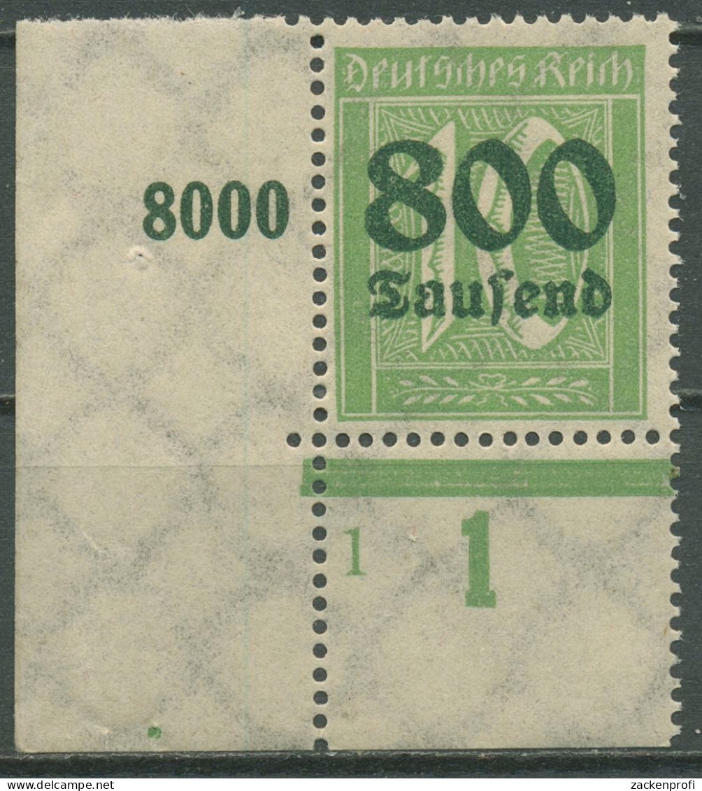 Deutsches Reich 1923 Mit Aufdruck Platte 302 A P UR Ecke Unt. Li. Postfrisch - Nuevos