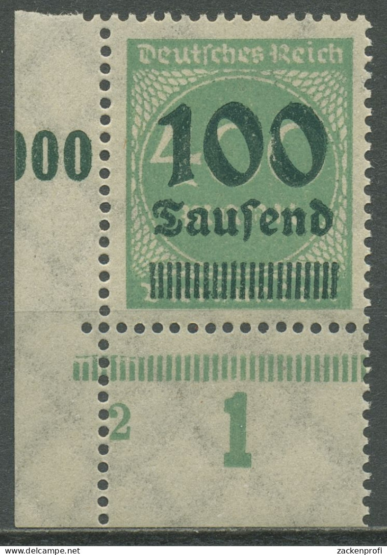 Deutsches Reich 1923 Mit Aufdruck Plattendruck 290 P UR Ecke Unt. Li. Postfrisch - Neufs