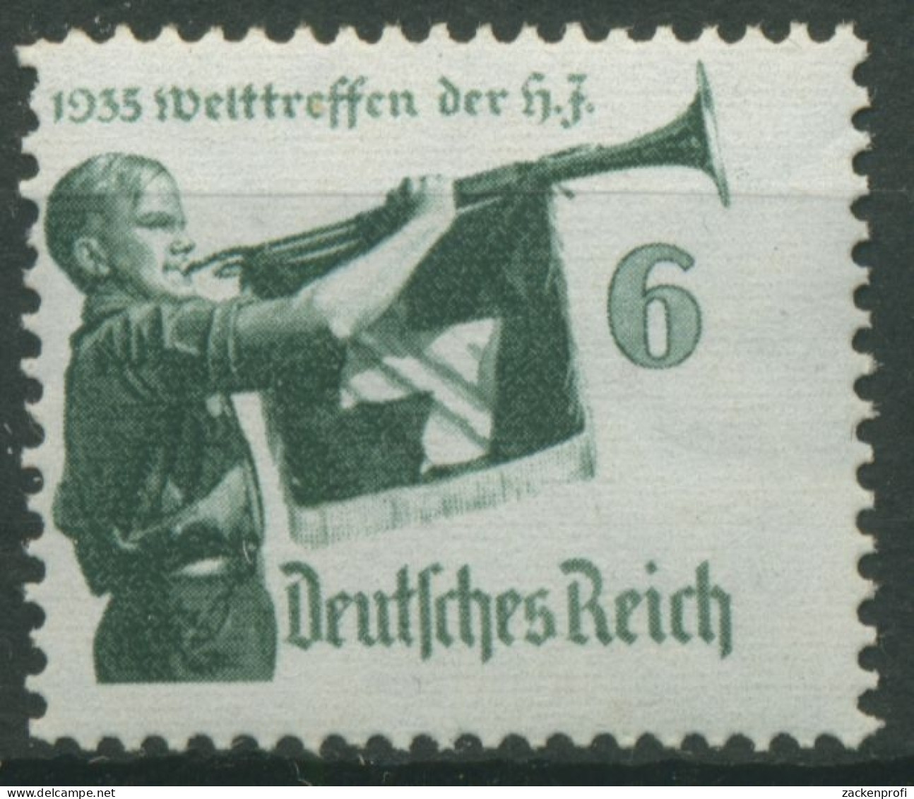 Deutsches Reich 1935 HJ Wg. Gummiriffelung 584 Y Postfrisch Stark Dezentriert - Nuovi